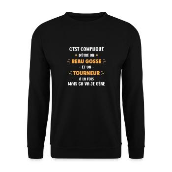 Beau gosse et Tourneur - Sweat-shirt Unisexe - noir - Devant - Alina (178cm) & Michal (187cm)