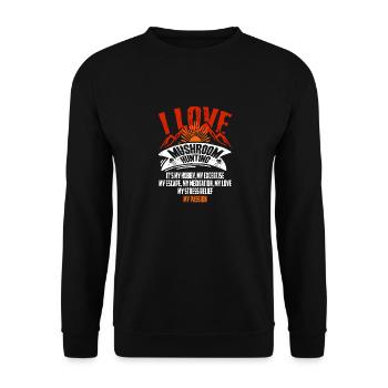 I Love Mushroom Hunting Passionate Mycologist - Unisex Pullover - Schwarz - Vorne - Alina (178cm) & Michal (187cm)