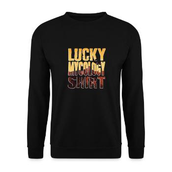 Lucky Mycology Shirt Retro Cool Mycologist Designs - Unisex Pullover - Schwarz - Vorne - Alina (178cm) & Michal (187cm)