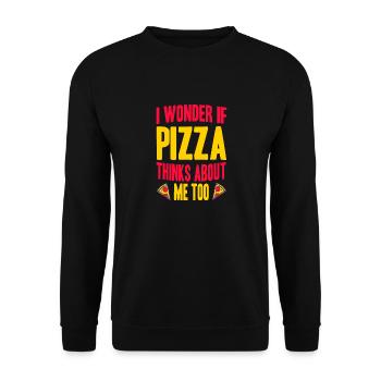 Je me demande si la pizza pense à moi trop rétro drôle - Sweat-shirt Unisexe - noir - Devant - Alina (178cm) & Michal (187cm)