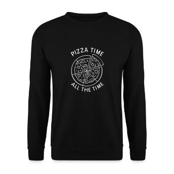 Pizza Time All The Time Funny Pizza Lover Designs - Unisex Sweatshirt - black - Front - Alina (178cm) & Michal (187cm)