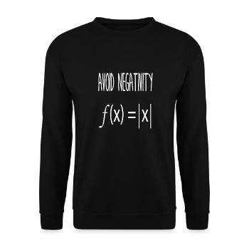 f (x) = |x| Évitez la négativité Mathématicien amusant - Sweat-shirt Unisexe - noir - Devant - Alina (178cm) & Michal (187cm)