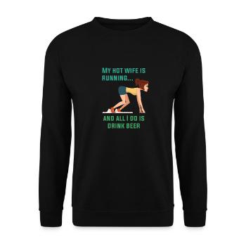 Lustiges Marathon Läufer Laufen Cross Country - Unisex Pullover - Schwarz - Vorne - Alina (178cm) & Michal (187cm)