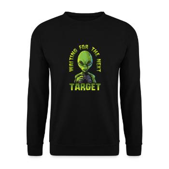 Sorry I dont Speak Human Lustiges Alien und UFO - Unisex Pullover - Schwarz - Vorne - Alina (178cm) & Michal (187cm)