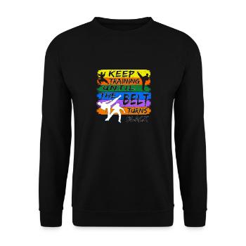 Continuez à vous entraîner jusqu’à ce que votre ceinture devienne noire - Sweat-shirt Unisexe - noir - Devant - Alina (178cm) & Michal (187cm)
