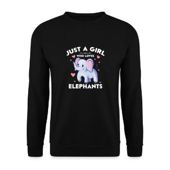 Juste une fille qui aime les éléphants - Sweat-shirt Unisexe - noir - Devant - Alina (178cm) & Michal (187cm)