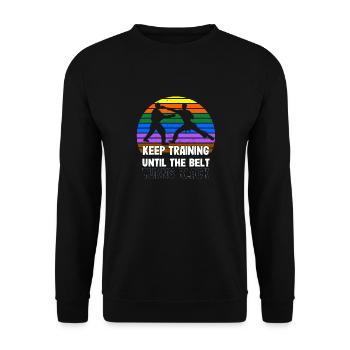 Continuez à vous entraîner jusqu’à ce que votre ceinture devienne noire - Sweat-shirt Unisexe - noir - Devant - Alina (178cm) & Michal (187cm)
