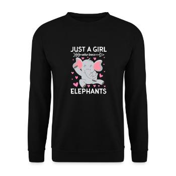 Juste une fille qui aime les éléphants - Sweat-shirt Unisexe - noir - Devant - Alina (178cm) & Michal (187cm)
