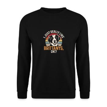 French Brittany Spaniel Epagneul Breton Gift - Unisex Sweatshirt - black - Front - Alina (178cm) & Michal (187cm)