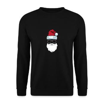 Père Noël Bonnet Lunettes de soleil Bart Santa - Sweat-shirt Unisexe - noir - Devant - Alina (178cm) & Michal (187cm)