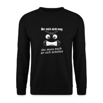 Wer mich nicht mag, der muss noch an sich - Unisex Pullover - Schwarz - Vorne - Alina (178cm) & Michal (187cm)