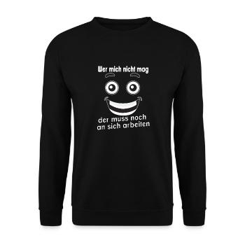 Wer mich nicht mag, der muss noch an sich - Unisex Pullover - Schwarz - Vorne - Alina (178cm) & Michal (187cm)