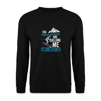 Skifahren Wintersport Skifahrer Die Berge rufen - Unisex Pullover - Schwarz - Vorne - Alina (178cm) & Michal (187cm)