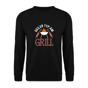 Geiler Typ Am Grill BBQ Sommer Grillen Barbecue - Unisex Pullover - Schwarz - Vorne - Alina (178cm) & Michal (187cm)