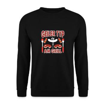 Geiler Typ Am Grill BBQ Sommer Grillen Barbecue - Unisex Pullover - Schwarz - Vorne - Alina (178cm) & Michal (187cm)