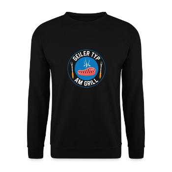 Geiler Typ Am Grill BBQ Sommer Grillen Barbecue - Unisex Pullover - Schwarz - Vorne - Alina (178cm) & Michal (187cm)