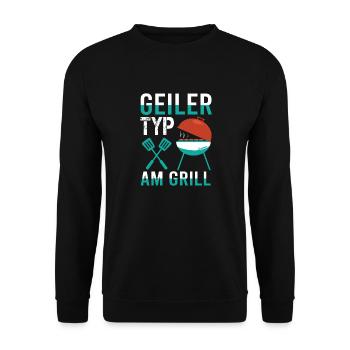 Geiler Typ Am Grill BBQ Sommer Grillen Barbecue - Unisex Pullover - Schwarz - Vorne - Alina (178cm) & Michal (187cm)