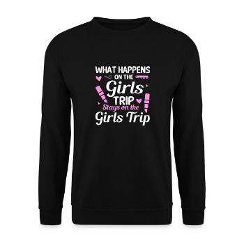 Ce qui se passe sur le voyage des filles reste drôle - Sweat-shirt Unisexe - noir - Devant - Alina (178cm) & Michal (187cm)