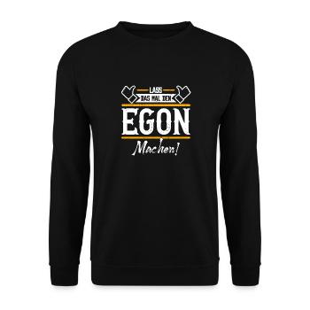 Egon Geschenkidee Geschenk Geburtstag - Unisex Pullover - Schwarz - Vorne - Alina (178cm) & Michal (187cm)