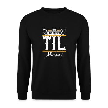 Til Geschenkidee Geschenk Geburtstag - Unisex Pullover - Schwarz - Vorne - Alina (178cm) & Michal (187cm)