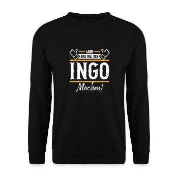 Ingo Geschenkidee Geschenk Geburtstag - Unisex Pullover - Schwarz - Vorne - Alina (178cm) & Michal (187cm)