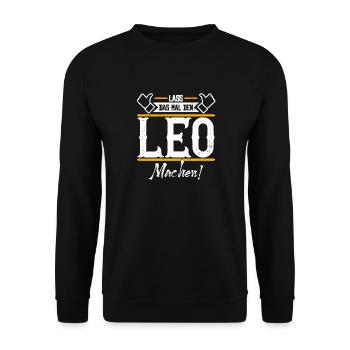 Leo Geschenkidee Geschenk Geburtstag - Unisex Pullover - Schwarz - Vorne - Alina (178cm) & Michal (187cm)