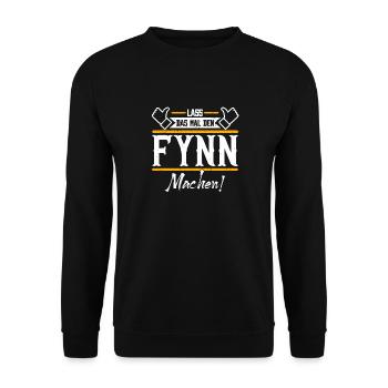 Fynn Geschenkidee Geschenk Geburtstag - Unisex Pullover - Schwarz - Vorne - Alina (178cm) & Michal (187cm)