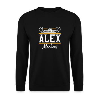 Alex Geschenkidee Geschenk Geburtstag - Unisex Pullover - Schwarz - Vorne - Alina (178cm) & Michal (187cm)