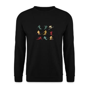 Retro Skier Silhouette Vintage Skiing Love - Unisex Sweatshirt - black - Front - Alina (178cm) & Michal (187cm)