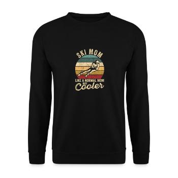 Lustige Skiing Mum Skifahrer Muttertag Wintersport - Unisex Pullover - Schwarz - Vorne - Alina (178cm) & Michal (187cm)