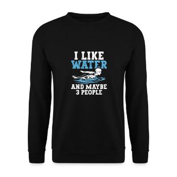 Schimmer Schwimmen I Like Water And Maybe 3 People - Unisex Pullover - Schwarz - Vorne - Alina (178cm) & Michal (187cm)