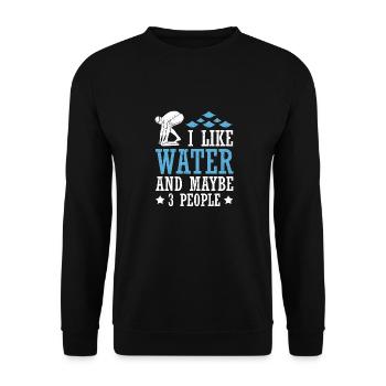 Schimmer Schwimmen I Like Water And Maybe 3 People - Unisex Pullover - Schwarz - Vorne - Alina (178cm) & Michal (187cm)