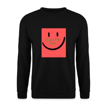 Smile it is for Free - Unisex Sweatshirt - black - Front - Alina (178cm) & Michal (187cm)