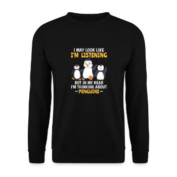 King Penguin Emperor Penguin Penguin Gift - Unisex Sweatshirt - black - Front - Alina (178cm) & Michal (187cm)