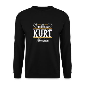 Kurt Geschenkidee Geschenk Geburtstag - Unisex Pullover - Schwarz - Vorne - Alina (178cm) & Michal (187cm)