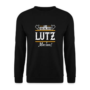 Lutz Geschenkidee Geschenk Geburtstag - Unisex Pullover - Schwarz - Vorne - Alina (178cm) & Michal (187cm)