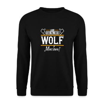 Wolf Geschenkidee Geschenk Geburtstag - Unisex Pullover - Schwarz - Vorne - Alina (178cm) & Michal (187cm)