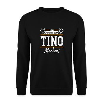 Tino Geschenkidee Geschenk Geburtstag - Unisex Pullover - Schwarz - Vorne - Alina (178cm) & Michal (187cm)