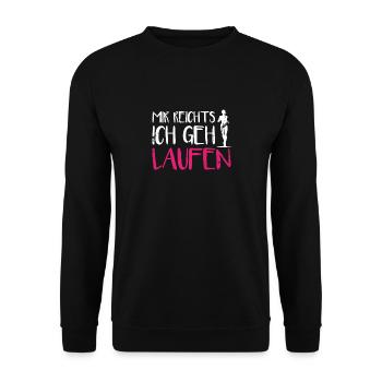 Mir Reichts Ich Geh Laufen Damen Läuferin Joggen - Unisex Pullover - Schwarz - Vorne - Alina (178cm) & Michal (187cm)