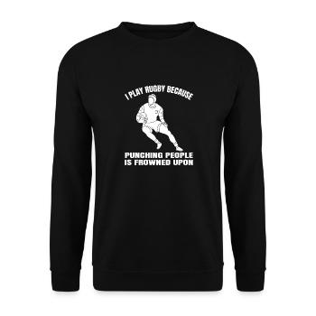 Rugbyspieler Rugby Geschenk Rugbyteam Rugbytrainer - Unisex Pullover - Schwarz - Vorne - Alina (178cm) & Michal (187cm)