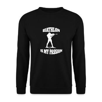 Biathlon Skier Winter Sports Biathlete Gift - Unisex Sweatshirt - black - Front - Alina (178cm) & Michal (187cm)