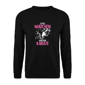 Mädchen Karate Kampfsport Geschenk - Unisex Pullover - Schwarz - Vorne - Alina (178cm) & Michal (187cm)