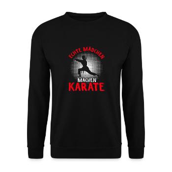 Mädchen Karate Kampfsport Geschenk - Unisex Pullover - Schwarz - Vorne - Alina (178cm) & Michal (187cm)