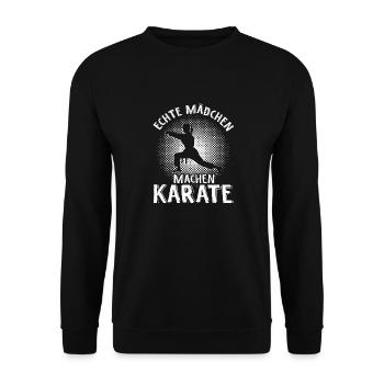 Mädchen Karate Kampfsport Geschenk - Unisex Pullover - Schwarz - Vorne - Alina (178cm) & Michal (187cm)