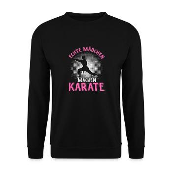 Mädchen Karate Kampfsport Geschenk - Unisex Pullover - Schwarz - Vorne - Alina (178cm) & Michal (187cm)