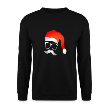 Santa Clause Weihnachtsmann Nikolaus mit Bart - Unisex Pullover - Schwarz - Vorne - Alina (178cm) & Michal (187cm)