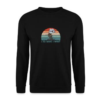 Ich mache was ich will Lustig Ski Katzenliebhaber - Unisex Pullover - Schwarz - Vorne - Alina (178cm) & Michal (187cm)