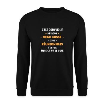Beau gosse et réunionnais - Sweat-shirt Unisexe - noir - Devant - Alina (178cm) & Michal (187cm)