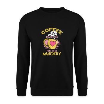 Women's Coffee Makes Me Feel Less Murdery - Unisex Sweatshirt - black - Front - Alina (178cm) & Michal (187cm)