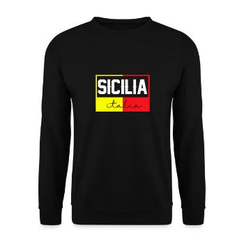 Sizilien flagge Sizilien Palermo Italien - Unisex Pullover - Schwarz - Vorne - Alina (178cm) & Michal (187cm)
